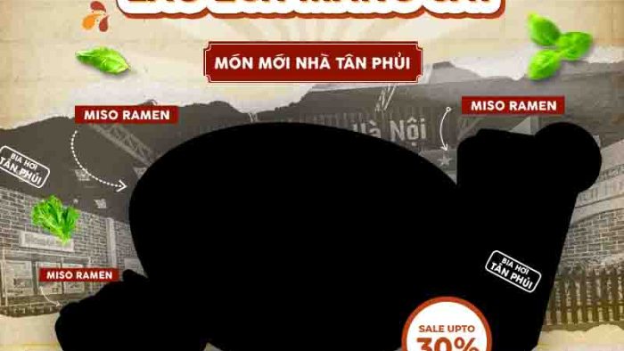 Mẫu Template Poster Ẩm Thực PSD khổ vuông với các món ăn hấp dẫn, thông điệp "Sale upto 30%" và phong cách thiết kế tươi mới.