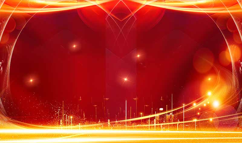 Template Background Sự Kiện PSD: Ánh Sáng Vàng Đỏ Khổ Ngang, Phong Cách Công Nghệ 2 Template Background Sự Kiện PSD khổ ngang với ánh sáng vàng kim, nền đỏ và khung cảnh thành phố hiện đại.