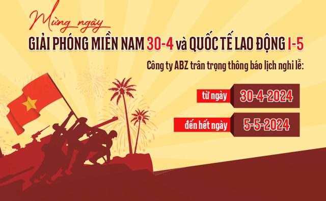 Template Lịch Thông Báo Nghỉ Lễ 30/4 và 1/5 PSD với hình ảnh giải phóng và cờ