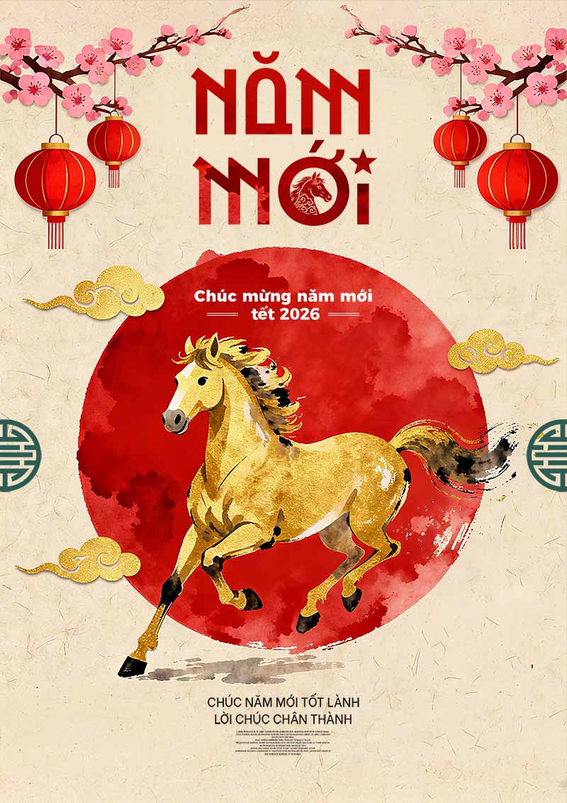 Poster Mừng Năm Mới PSD: Thiết Kế Tài Lộc Đẳng Cấp 2 Mẫu thiết kế Poster Mừng Năm Mới định dạng PSD phong cách 3D sắc nét với linh vật ngựa vàng và túi tiền tài lộc rực rỡ.
