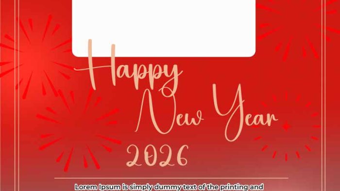 Template Poster Tết Nguyên Đán PSD khổ dọc với múa lân, lồng đèn và pháo hoa