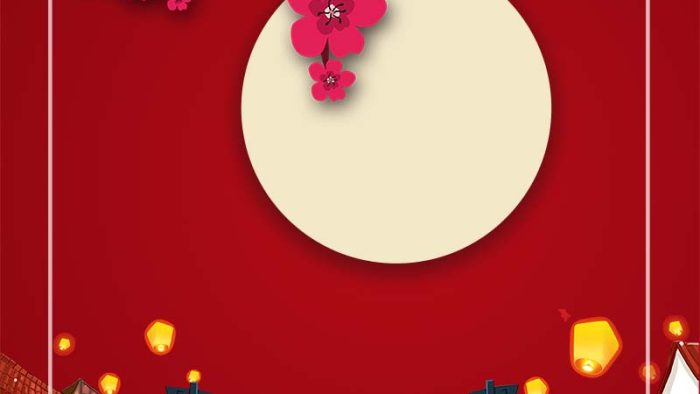 Template Poster Tết PSD với thiết kế phố cổ, hoa mai và lời chúc Xuân Đại Cát